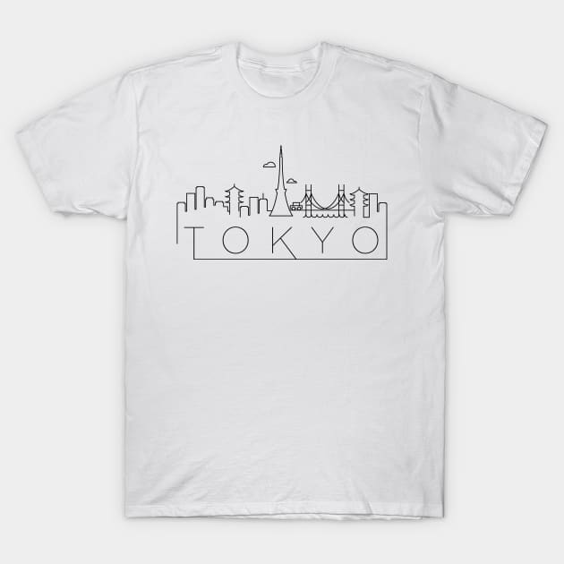 Tokyo Minimal Skyline T-Shirt by kursatunsal